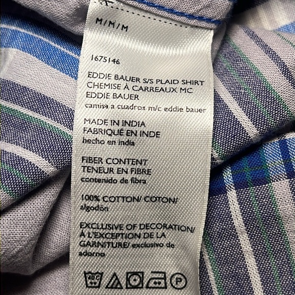 Eddie Bauer Classic Fit Plaid Short sleeve Shirt.  Size Medium - Picture 7 of 7